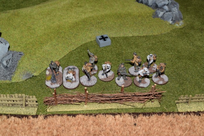 German infantry take up positions on the US right flank.