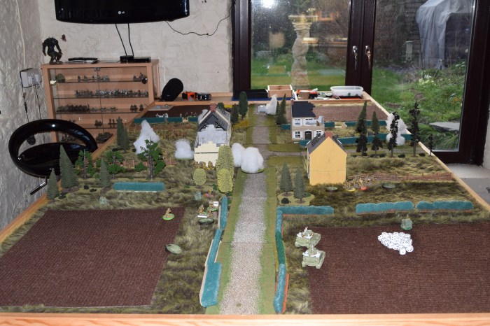 The table with the new smoke markers in use.