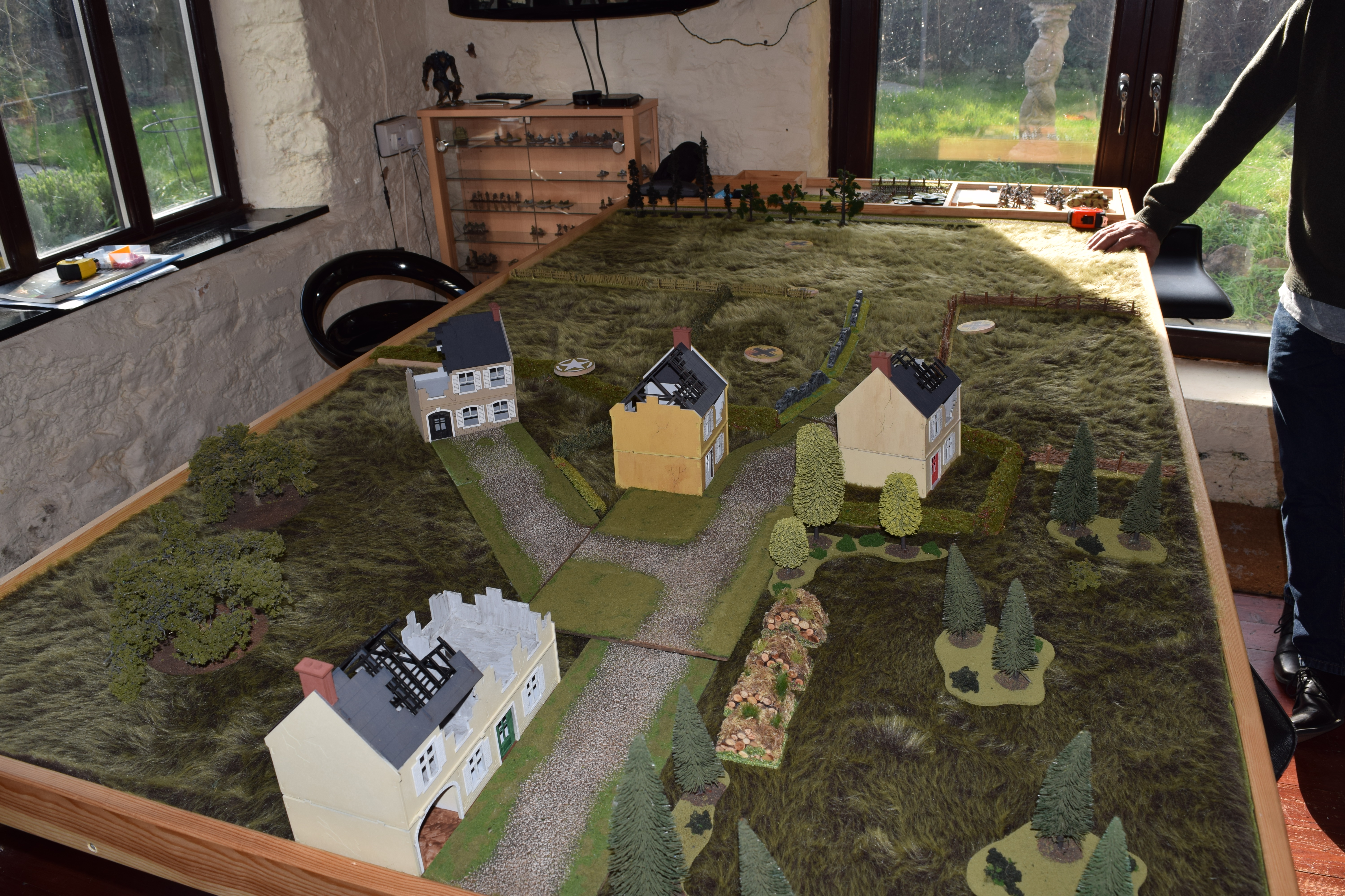 Table setup for Sunday's game