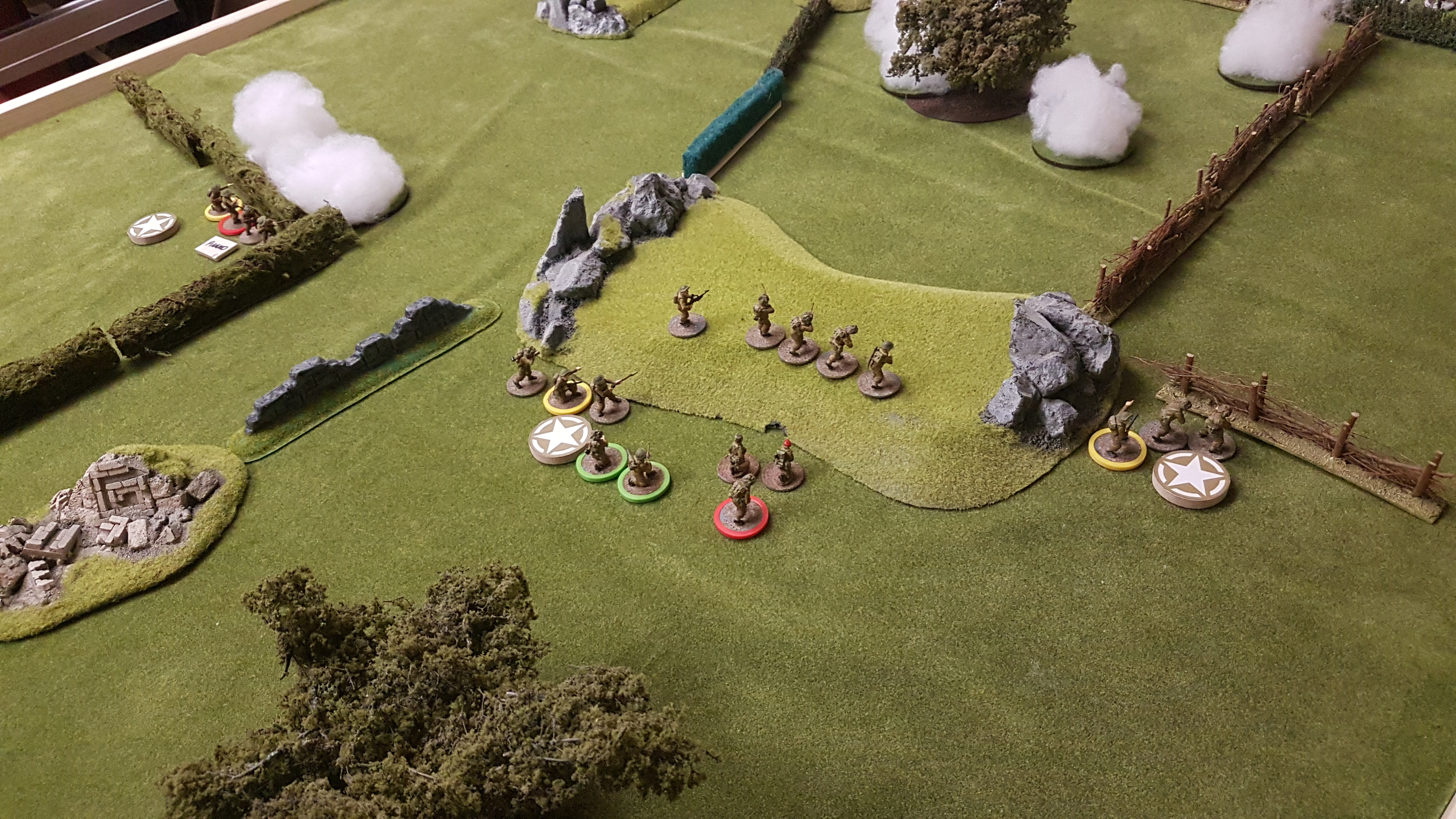 German infantry return fire as the Light Mortar brings down more smoke.
