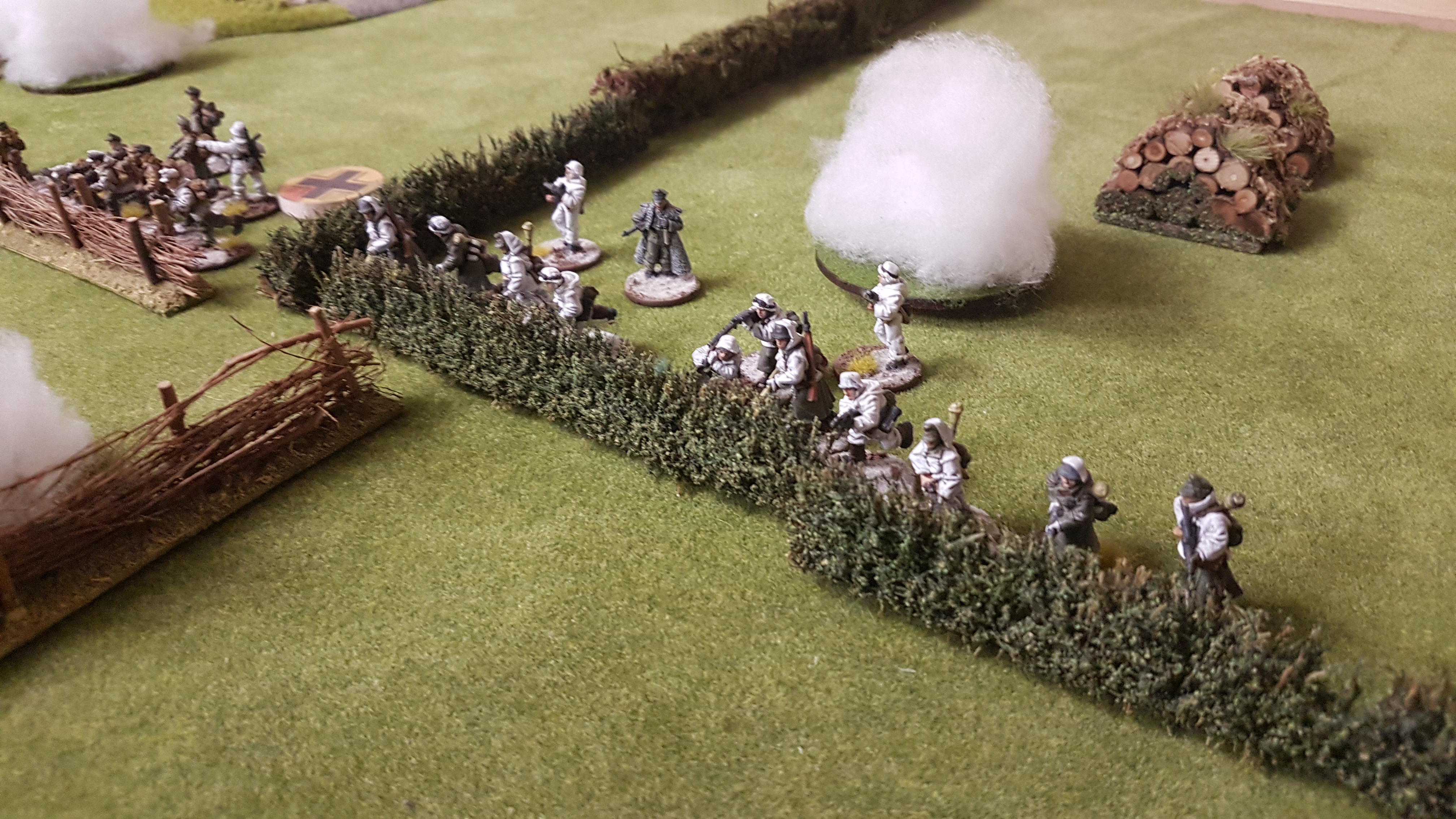 The German senior leadership helps to bolster the men and keep shock down.