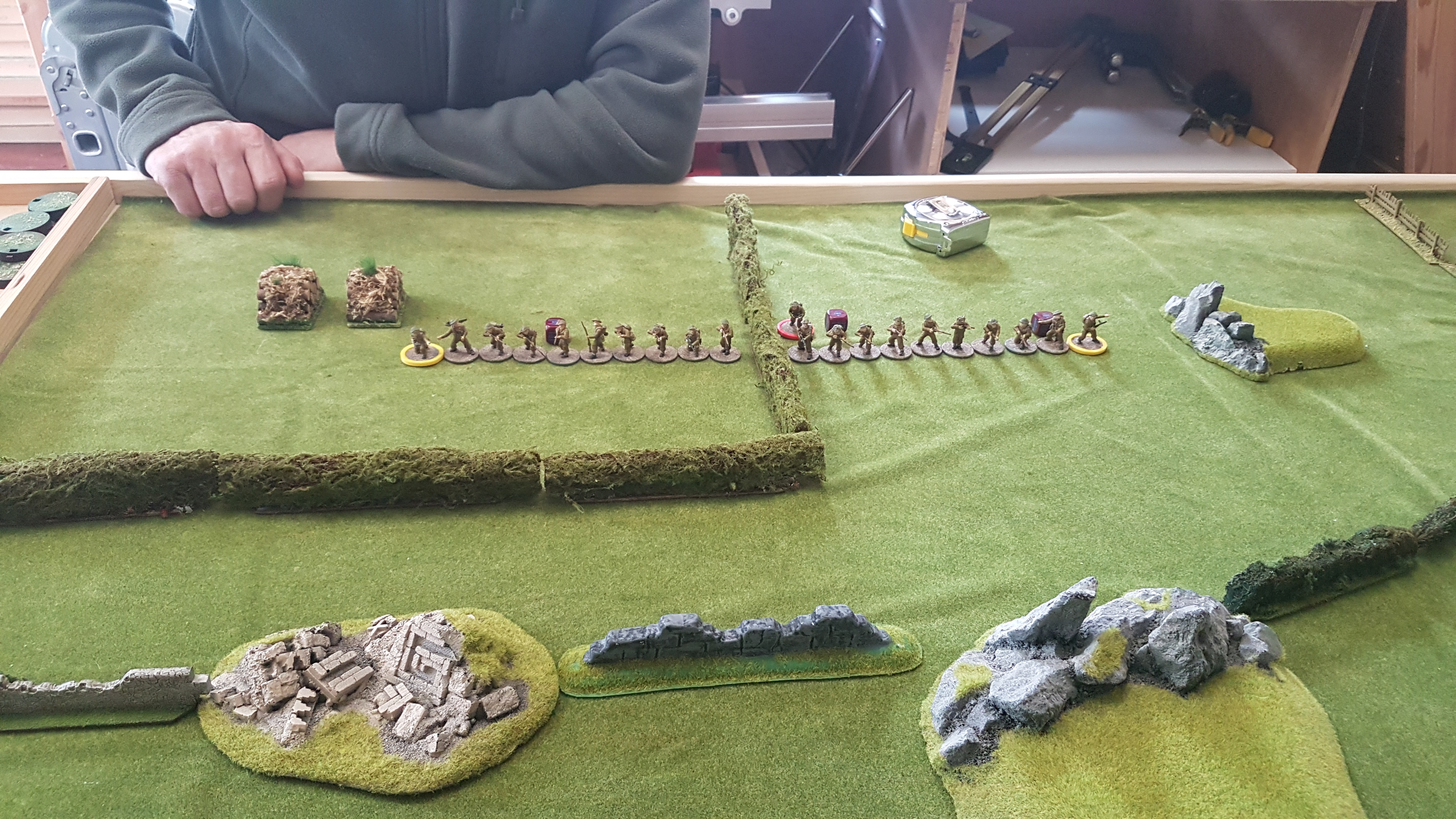 Colin and his British get the next three dice, deploying two infantry sections and the 2nd Lt.