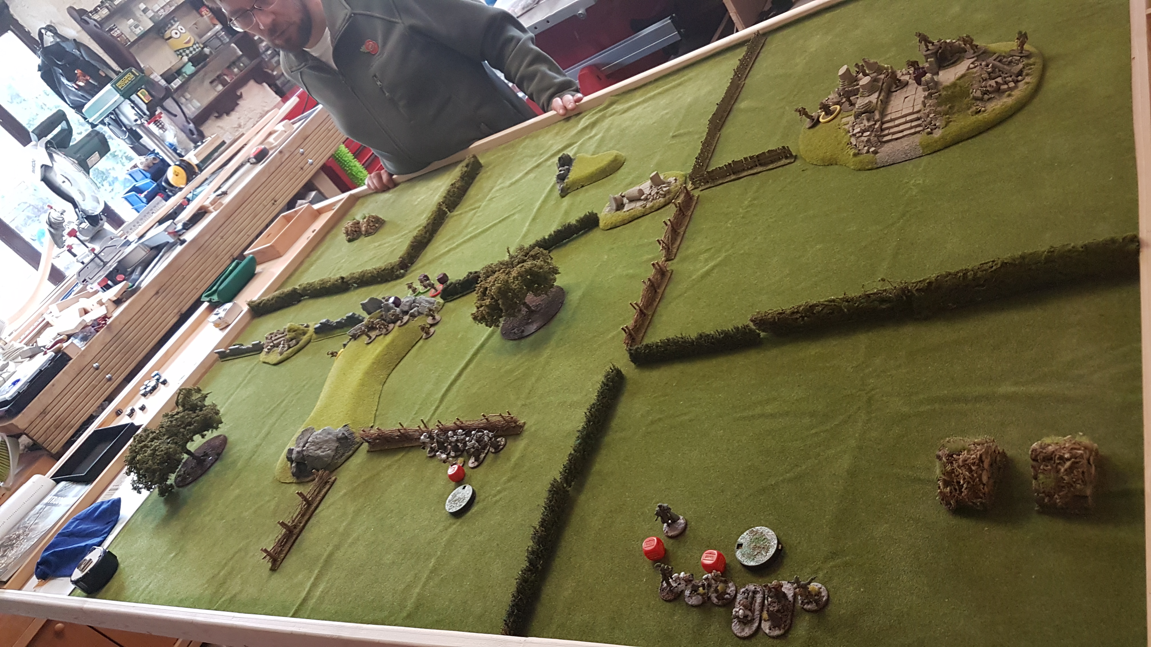 The German 2nd Lt attempts to rally the broken infantry section on the right flank.