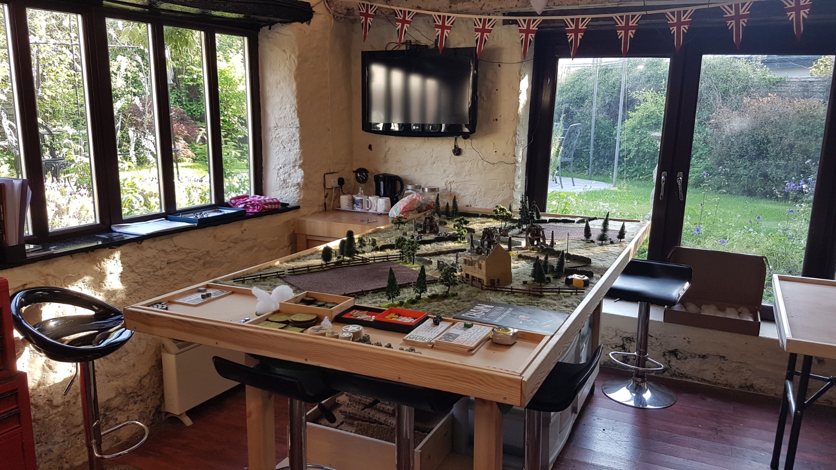 The original eight by four foot table, currently set up for Chain of Command.